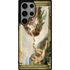 Samsung Galaxy S23 Ultra Case Hülle - Silikon schwarz Kunstbild - Die Erschaffung Adams - Michelangelo