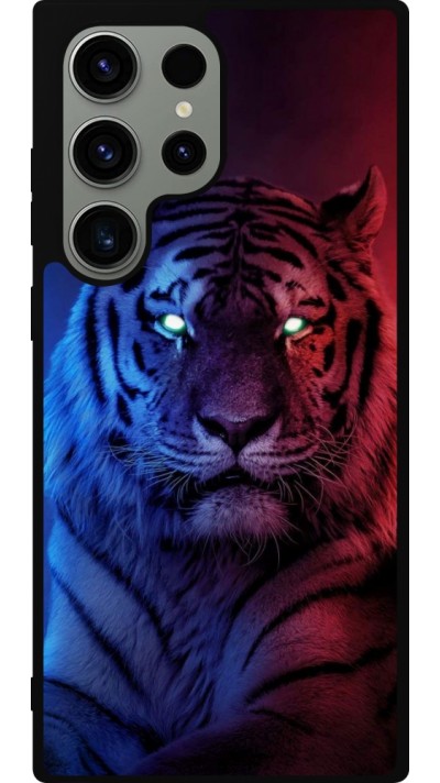 Coque Samsung Galaxy S23 Ultra - Silicone rigide noir Tiger Blue Red