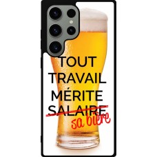 Coque Samsung Galaxy S23 Ultra - Silicone rigide noir Tout travail mérite sa bière