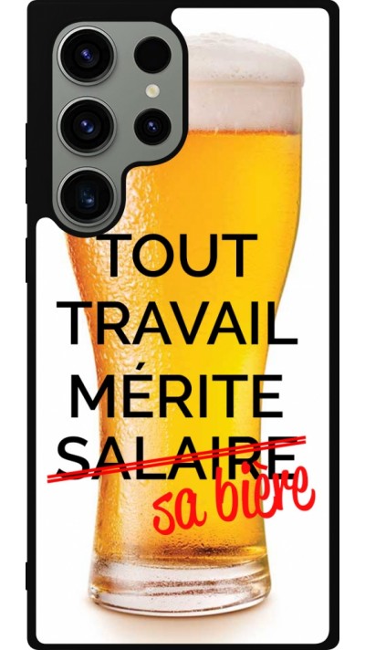 Coque Samsung Galaxy S23 Ultra - Silicone rigide noir Tout travail mérite sa bière