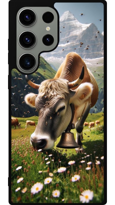 Coque Samsung Galaxy S23 Ultra - Silicone rigide noir Vache montagne Valais