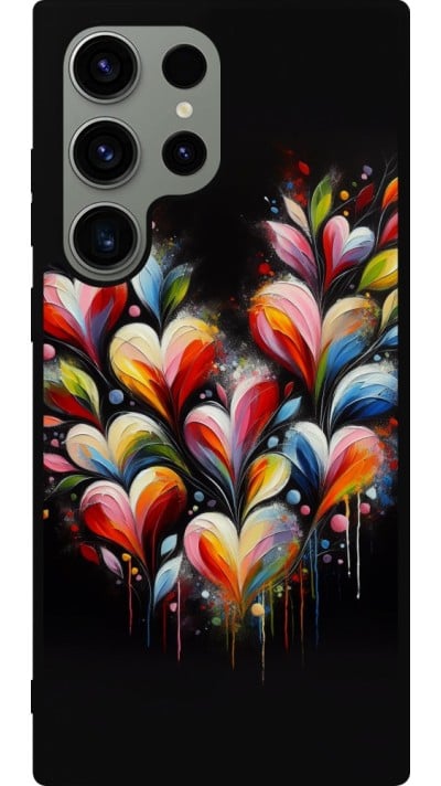 Coque Samsung Galaxy S23 Ultra - Silicone rigide noir Valentine 2024 Coeur Noir Abstrait
