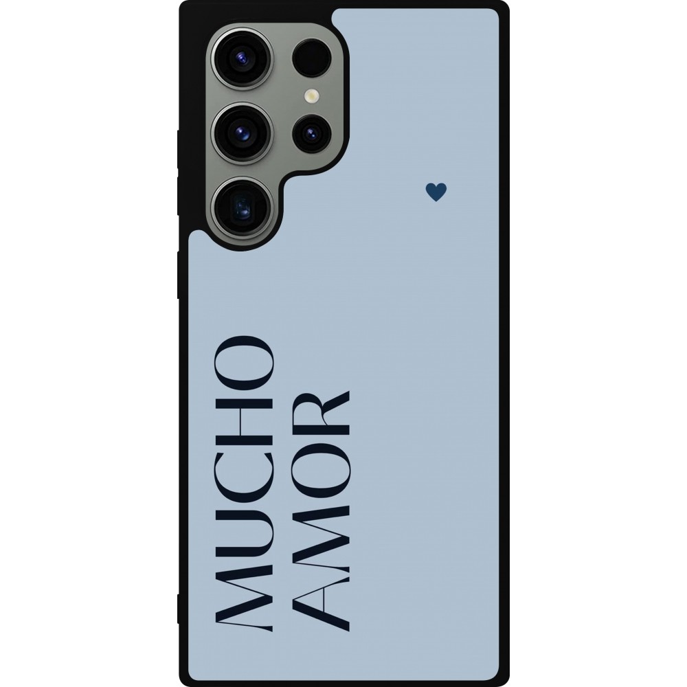 Samsung Galaxy S23 Ultra Case Hülle - Silikon schwarz Valentine 2024 mucho amor azul