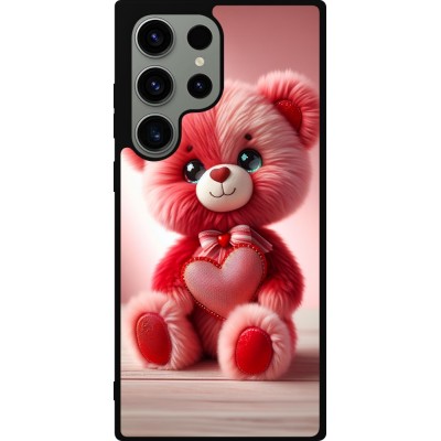 Coque Samsung Galaxy S23 Ultra - Silicone rigide noir Valentine 2024 Ourson rose