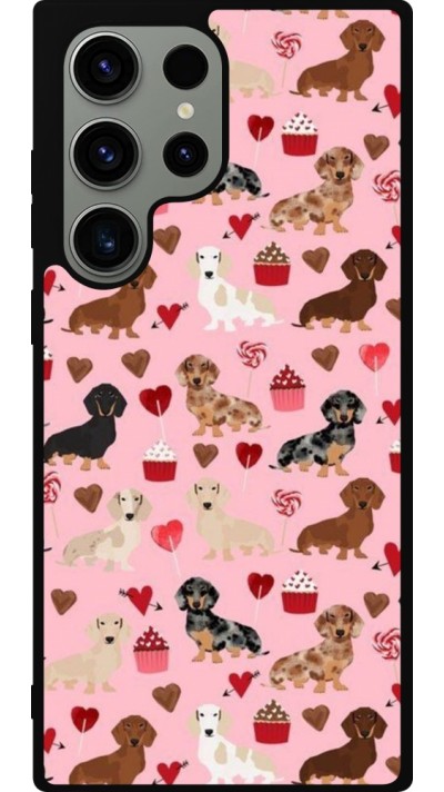 Coque Samsung Galaxy S23 Ultra - Silicone rigide noir Valentine 2024 puppy love