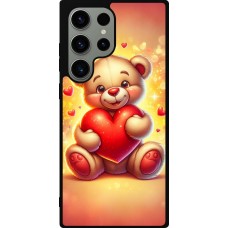 Coque Samsung Galaxy S23 Ultra - Silicone rigide noir Valentine 2024 Teddy love