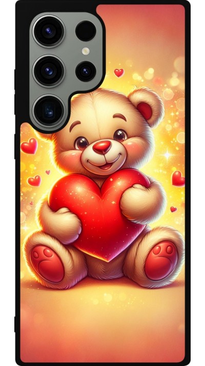 Coque Samsung Galaxy S23 Ultra - Silicone rigide noir Valentine 2024 Teddy love