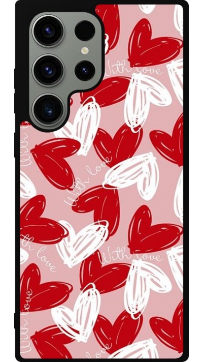 Coque Samsung Galaxy S23 Ultra - Silicone rigide noir Valentine 2024 with love heart