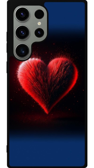 Coque Samsung Galaxy S23 Ultra - Silicone rigide noir Valentine 2025 coeur rouge