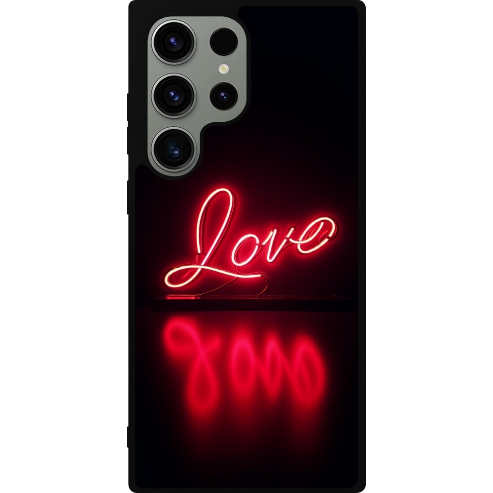 Samsung Galaxy S23 Ultra Case Hülle - Silikon schwarz Valentine 2025 Neon Liebe