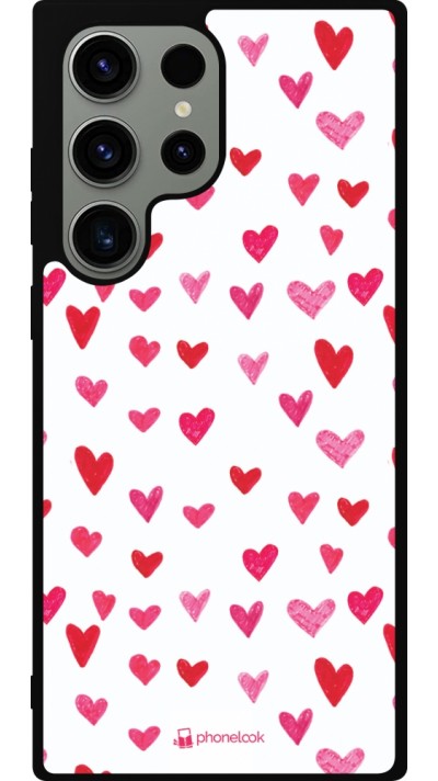 Coque Samsung Galaxy S23 Ultra - Silicone rigide noir Valentine 2022 Many pink hearts