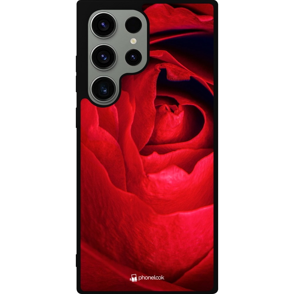 Coque Samsung Galaxy S23 Ultra - Silicone rigide noir Valentine 2022 Rose