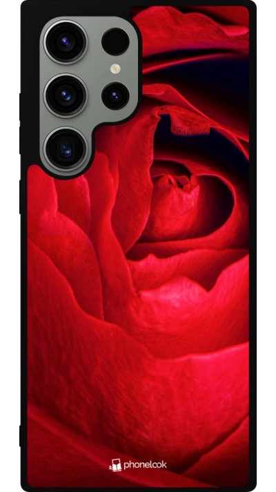 Coque Samsung Galaxy S23 Ultra - Silicone rigide noir Valentine 2022 Rose