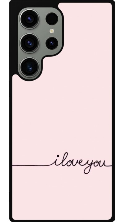 Coque Samsung Galaxy S23 Ultra - Silicone rigide noir Valentine 2023 i love you writing