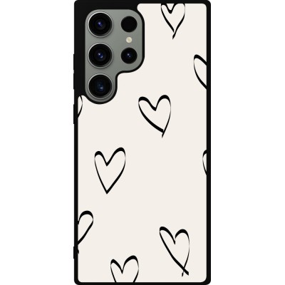 Samsung Galaxy S23 Ultra Case Hülle - Silikon schwarz Valentine 2023 minimalist hearts