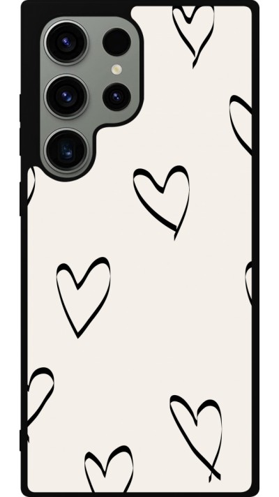Coque Samsung Galaxy S23 Ultra - Silicone rigide noir Valentine 2023 minimalist hearts