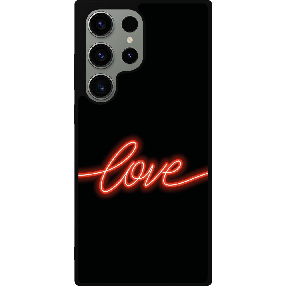 Coque Samsung Galaxy S23 Ultra - Silicone rigide noir Valentine 2023 neon love