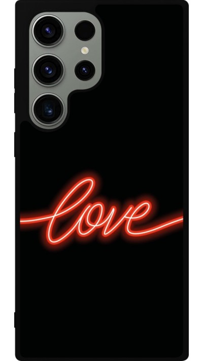 Coque Samsung Galaxy S23 Ultra - Silicone rigide noir Valentine 2023 neon love