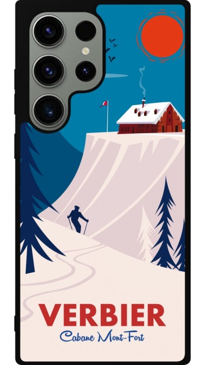 Coque Samsung Galaxy S23 Ultra - Silicone rigide noir Verbier Cabane Mont-Fort