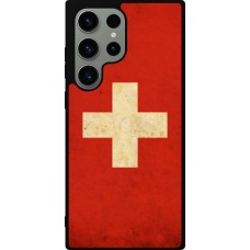 Coque Samsung Galaxy S23 Ultra - Silicone rigide noir Vintage Flag SWISS