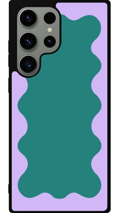 Coque Samsung Galaxy S23 Ultra - Silicone rigide noir Wavy Rectangle Green Purple