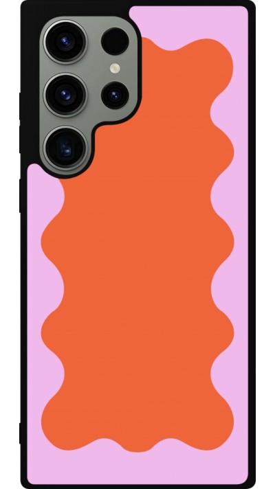 Coque Samsung Galaxy S23 Ultra - Silicone rigide noir Wavy Rectangle Orange Pink