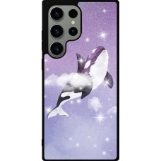 Coque Samsung Galaxy S23 Ultra - Silicone rigide noir Whale in sparking stars
