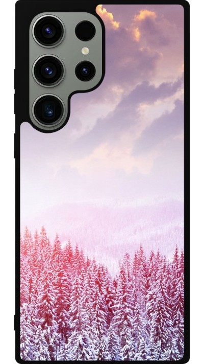 Coque Samsung Galaxy S23 Ultra - Silicone rigide noir Winter 22 Pink Forest