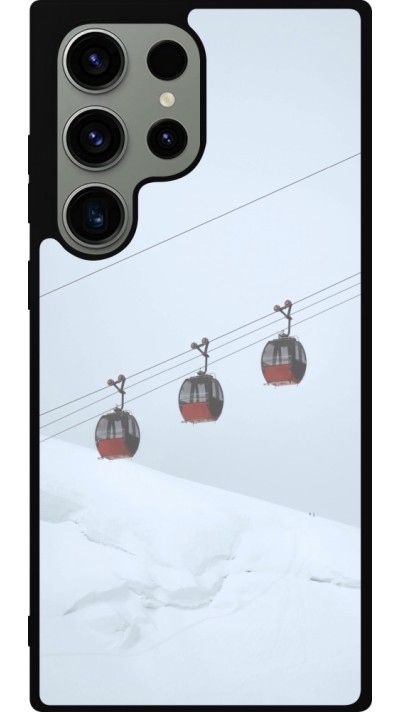 Coque Samsung Galaxy S23 Ultra - Silicone rigide noir Winter 22 ski lift