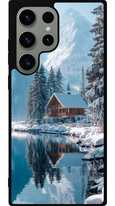 Samsung Galaxy S23 Ultra Case Hülle - Silikon schwarz Winter 25 Winter house forest day
