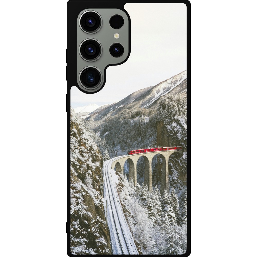 Samsung Galaxy S23 Ultra Case Hülle - Silikon schwarz Winter 25 Winter polar express