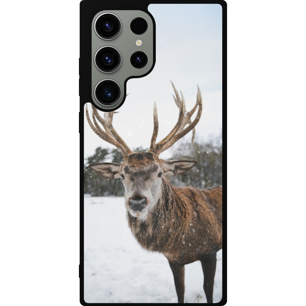 Samsung Galaxy S23 Ultra Case Hülle - Silikon schwarz Winter 25 Winter reindeer