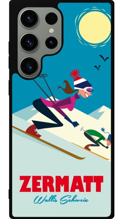 Coque Samsung Galaxy S23 Ultra - Silicone rigide noir Zermatt Ski Downhill