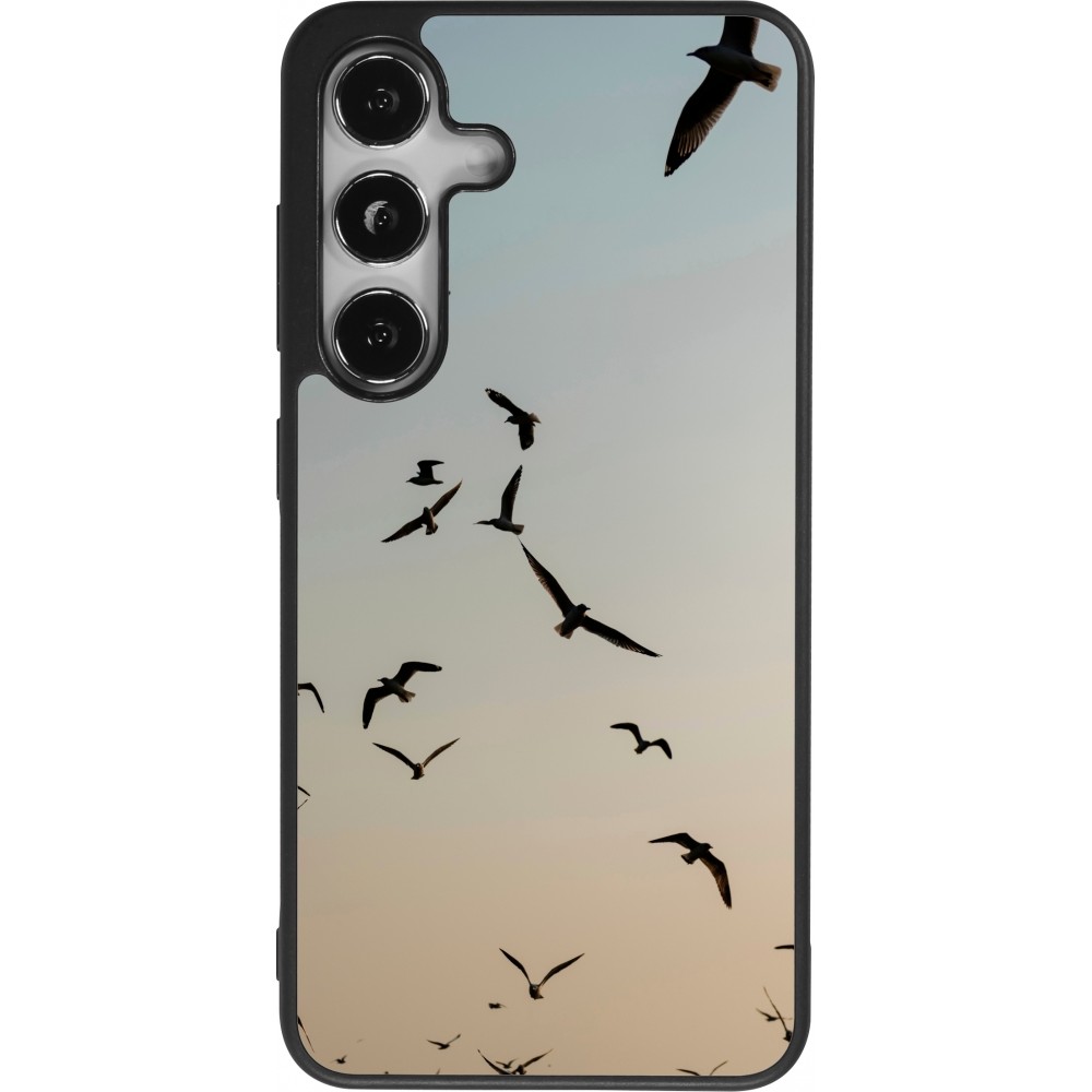 Coque Samsung Galaxy S24 - Silicone rigide noir Autumn 22 flying birds shadow