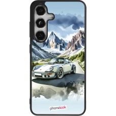 Coque Samsung Galaxy S24 - Silicone rigide noir Porsche 911 Mountain Watercolor