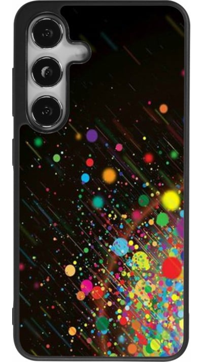 Coque Samsung Galaxy S24 - Silicone rigide noir Abstract Bubble Lines