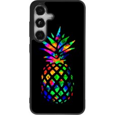 Coque Samsung Galaxy S24 - Silicone rigide noir Ananas Multi-colors