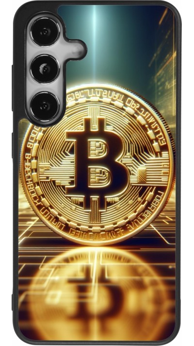 Coque Samsung Galaxy S24 - Silicone rigide noir Bitcoin Standing
