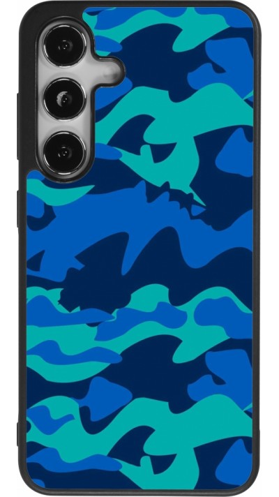 Coque Samsung Galaxy S24 - Silicone rigide noir Camo Blue