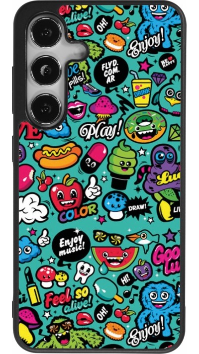 Coque Samsung Galaxy S24 - Silicone rigide noir Cartoons old school