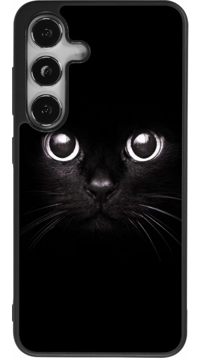 Coque Samsung Galaxy S24 - Silicone rigide noir Cat eyes