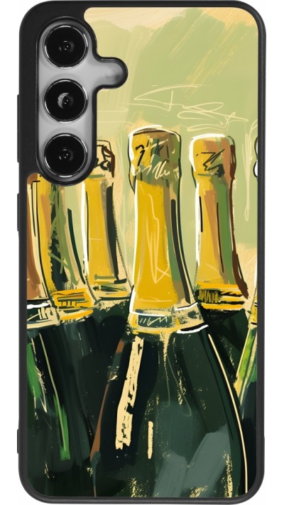 Coque Samsung Galaxy S24 - Silicone rigide noir Champagne peinture