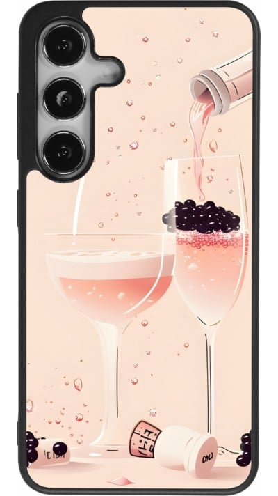 Coque Samsung Galaxy S24 - Silicone rigide noir Champagne Pouring Pink