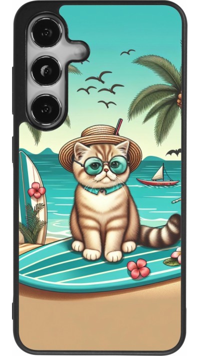 Samsung Galaxy S24 Case Hülle - Silikon schwarz Chat Surf Stil