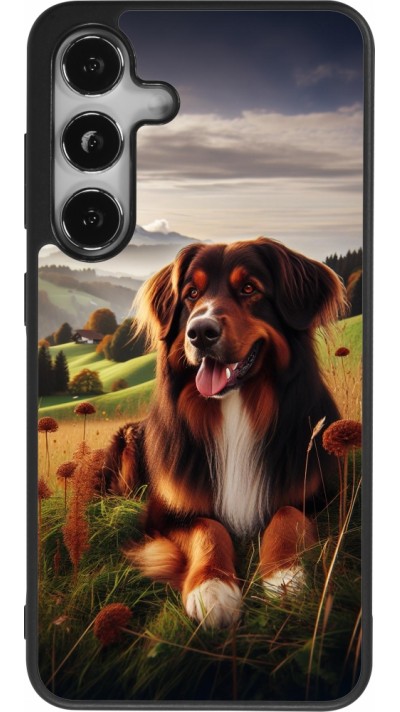 Coque Samsung Galaxy S24 - Silicone rigide noir Chien Campagne Suisse