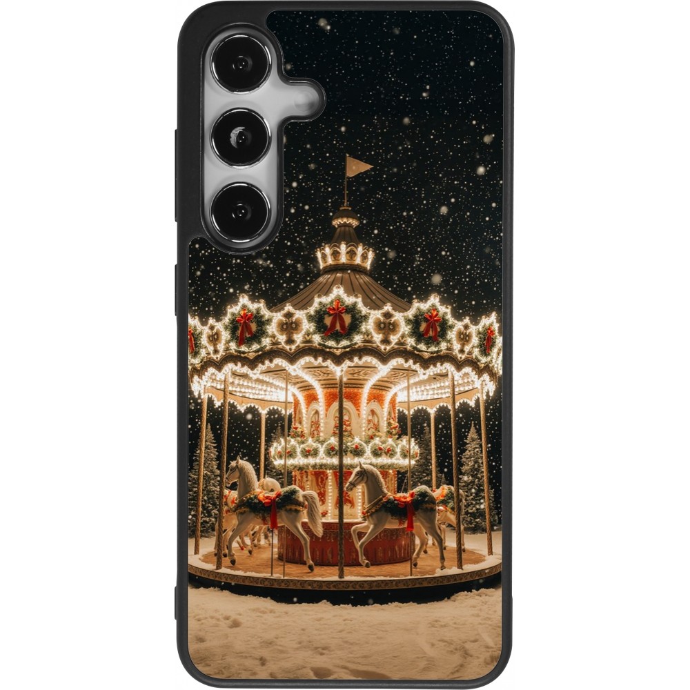 Coque Samsung Galaxy S24 - Silicone rigide noir Christmas 25 Carousel