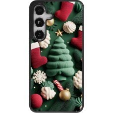 Coque Samsung Galaxy S24 - Silicone rigide noir Christmas 25 Christmas textiles
