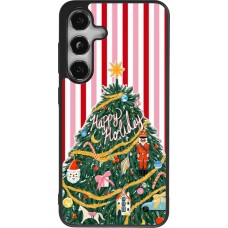 Coque Samsung Galaxy S24 - Silicone rigide noir Christmas 25 Happy Holiday