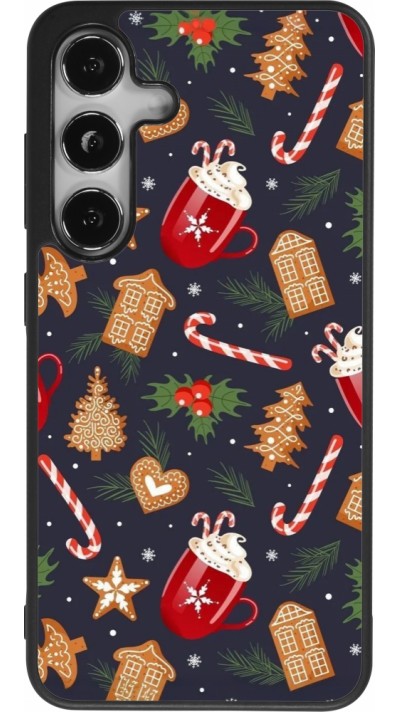 Coque Samsung Galaxy S24 - Silicone rigide noir Christmas 25 Pattern Gingerbread House