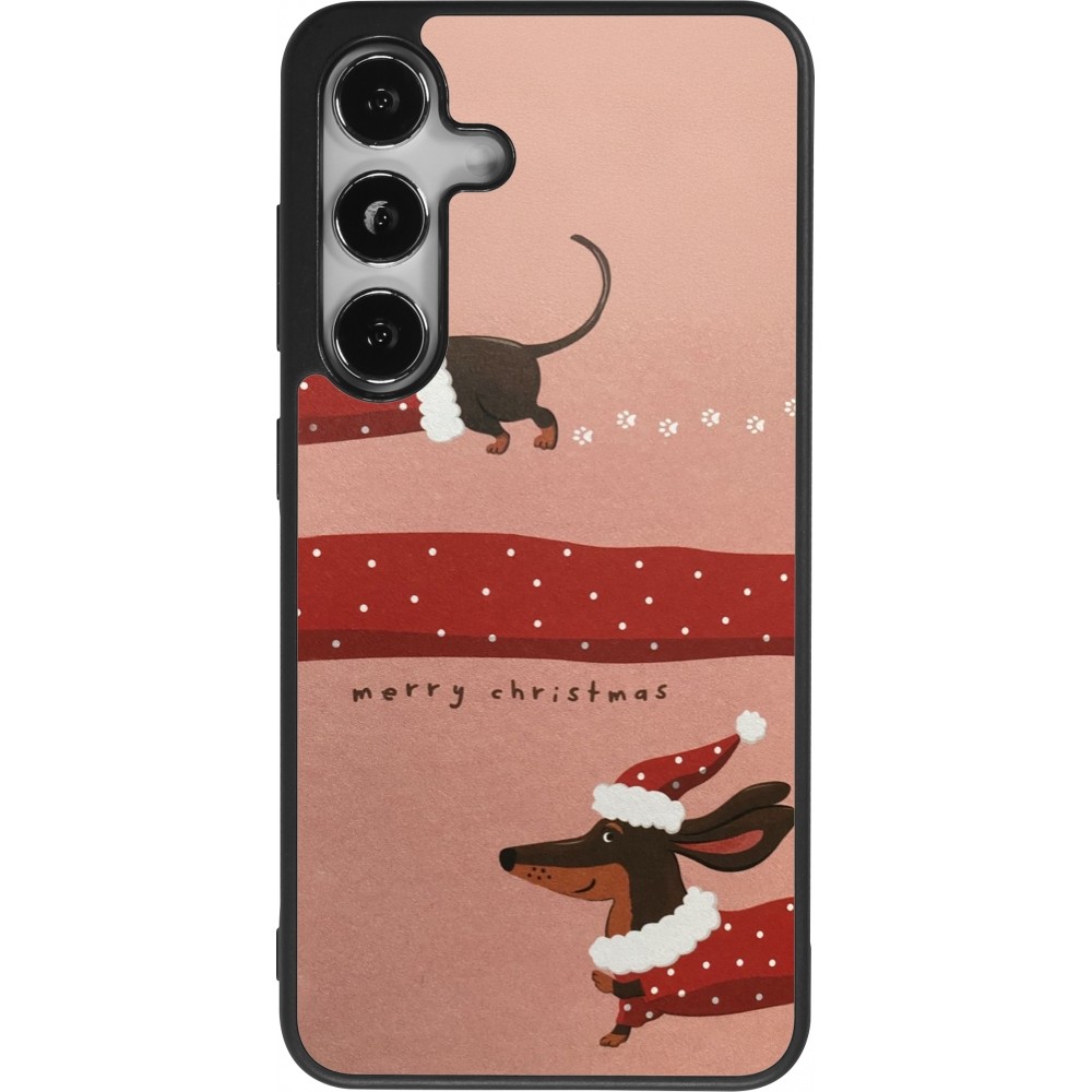 Coque Samsung Galaxy S24 - Silicone rigide noir Christmas 25 Teckel Merry Xmas